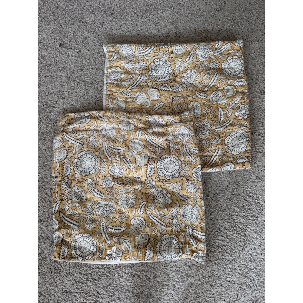 Pottery Barn Cassia floral pillow cover set in yellow